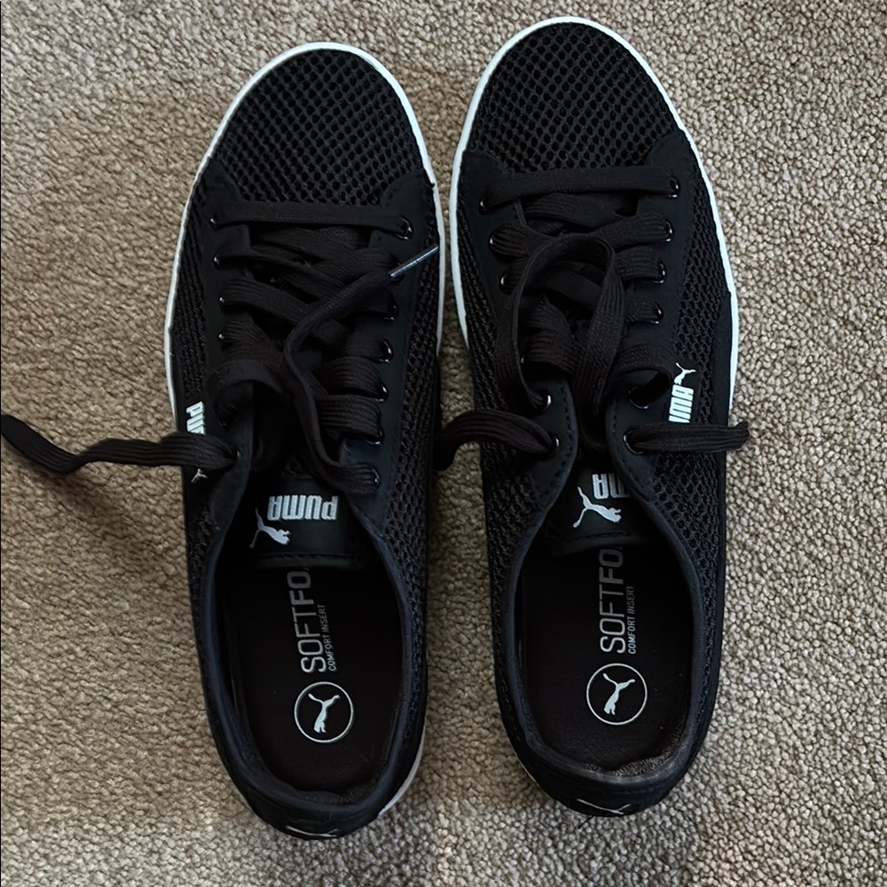 Puma Black Mesh Sneakers with White Midsole
